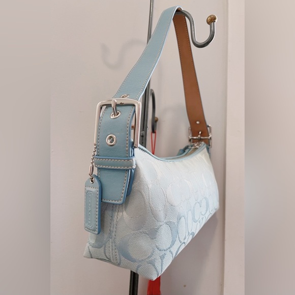 ❌SOLD FACEBOOK❌ Authentic COACH #6371 EAST WEST DEMI Icy Blue Purse ❄️ - Picture 7 of 12